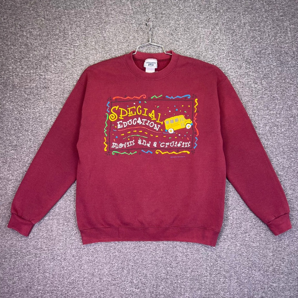 Lee Sweatshirt Unisex L Burgundy Graphic School Special Education Heavyweight